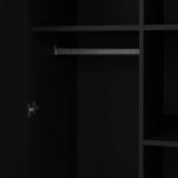 Guardaroba 2 ante Daphne, Mobile camera da letto, Cabina armadio portabiti, Armadio appendiabiti, 63x96 h200 cm, Nero