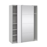 Guardaroba 2 ante Diandra, Mobile camera da letto, Cabina armadio portabiti, Armadio appendiabiti, 61x150 h200 cm, Bianco