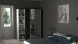 Guardaroba 2 ante Diandra, Mobile camera da letto, Cabina armadio portabiti, Armadio appendiabiti, 61x150 h200 cm, Bianco e Nero