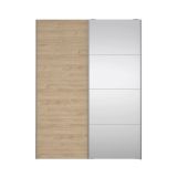 Guardaroba 2 ante Diandra, Mobile camera da letto, Cabina armadio portabiti, Armadio appendiabiti, 61x150 h200 cm, Bianco e Rovere