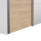 Guardaroba 2 ante Diandra, Mobile camera da letto, Cabina armadio portabiti, Armadio appendiabiti, 61x150 h200 cm, Bianco e Rovere