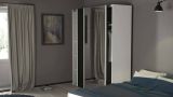Guardaroba 2 ante Elina, Mobile camera da letto, Cabina armadio portabiti, Armadio appendiabiti, 61x182 h220 cm, Bianco e Nero