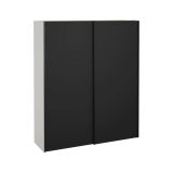 Guardaroba 2 ante Elina, Mobile camera da letto, Cabina armadio portabiti, Armadio appendiabiti, 61x182 h220 cm, Bianco e Nero