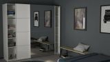 Guardaroba 2 ante Eloina, Mobile camera da letto, Cabina armadio portabiti, Armadio appendiabiti, 61x243 h220 cm, Bianco