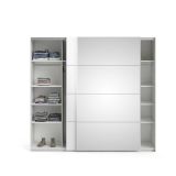 Guardaroba 2 ante Eloina, Mobile camera da letto, Cabina armadio portabiti, Armadio appendiabiti, 61x243 h220 cm, Bianco