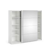 Guardaroba 2 ante Eloina, Mobile camera da letto, Cabina armadio portabiti, Armadio appendiabiti, 61x243 h220 cm, Bianco
