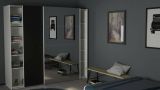 Guardaroba 2 ante Eloina, Mobile camera da letto, Cabina armadio portabiti, Armadio appendiabiti, 61x243 h220 cm, Bianco e Nero