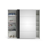 Guardaroba 2 ante Eloina, Mobile camera da letto, Cabina armadio portabiti, Armadio appendiabiti, 61x243 h220 cm, Bianco e Nero