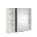 Guardaroba 2 ante Eloina, Mobile camera da letto, Cabina armadio portabiti, Armadio appendiabiti, 61x243 h220 cm, Bianco e Nero