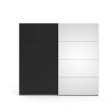 Guardaroba 2 ante Eloina, Mobile camera da letto, Cabina armadio portabiti, Armadio appendiabiti, 61x243 h220 cm, Bianco e Nero