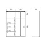 Guardaroba 2 ante Elvire, Mobile camera da letto, Cabina armadio portabiti, Armadio appendiabiti, 61x150 h200 cm, Bianco e Grigio