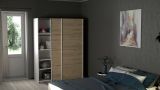 Guardaroba 2 ante Elvire, Mobile camera da letto, Cabina armadio portabiti, Armadio appendiabiti, 61x150 h200 cm, Bianco e Rovere