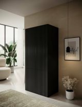Guardaroba 2 ante Esposende, Mobile camera da letto, Cabina armadio portabiti, Armadio appendiabiti, 90x56 h199 cm, Nero