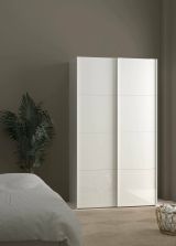 Guardaroba 2 ante Fabre, Mobile camera da letto, Cabina armadio portabiti, Armadio appendiabiti, 62x122 h220 cm, Bianco