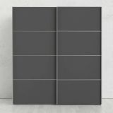 Guardaroba 2 Ante Grigio Scuro Bianco Appendiabiti 2 Ripiani 182x202h cm, 2 Ante - Cassandre
