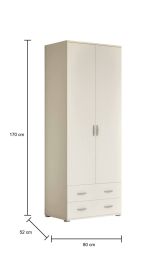 Guardaroba 2 ante Haishen, 80x0h170 cm, Bianco