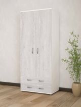 Guardaroba 2 ante Haishen, 80x52h170 cm, Bianco e Grigio