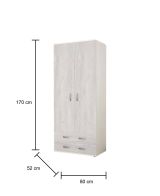 Guardaroba 2 ante Haishen, 80x52h170 cm, Bianco e Grigio