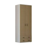 Guardaroba 2 ante Haishen, 80x52h170 cm, Bianco e Rovere