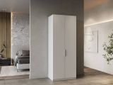 Guardaroba 2 ante Isere, Mobile camera da letto, Cabina armadio portabiti, Armadio appendiabiti, 79x51 h203 cm, Bianco opaco