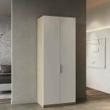 Guardaroba 2 ante Isere, Mobile camera da letto, Cabina armadio portabiti, Armadio appendiabiti, 79x51 h203 cm, Rovere e Bianco opaco