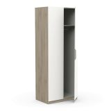 Guardaroba 2 ante Isere, Mobile camera da letto, Cabina armadio portabiti, Armadio appendiabiti, 79x51 h203 cm, Rovere e Bianco opaco
