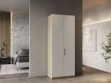 Guardaroba 2 ante Isere, Mobile camera da letto, Cabina armadio portabiti, Armadio appendiabiti, 79x51 h203 cm, Rovere e Bianco opaco
