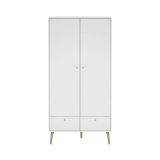 Guardaroba 2 ante Jolene, Mobile camera da letto, Cabina armadio portabiti, Armadio appendiabiti, 58x99 h200 cm, Bianco