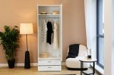 Guardaroba 2 ante Kilkenny, Mobile camera da letto, Cabina armadio portabiti, Armadio appendiabiti, 74x52 h214 cm, Bianco