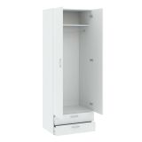 Guardaroba 2 ante Kilkenny, Mobile camera da letto, Cabina armadio portabiti, Armadio appendiabiti, 74x52 h214 cm, Bianco