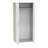 Guardaroba 2 ante Loire, Mobile camera da letto, Cabina armadio portabiti, Armadio appendiabiti, 79x52 h166 cm, Rovere e Bianco opaco