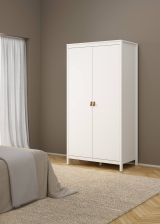 Guardaroba 2 ante Madeline, Mobile camera da letto, Cabina armadio portabiti, Armadio appendiabiti, 58x102 h199 cm, Bianco