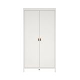 Guardaroba 2 ante Madeline, Mobile camera da letto, Cabina armadio portabiti, Armadio appendiabiti, 58x102 h199 cm, Bianco
