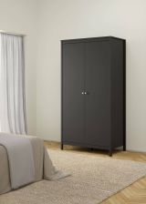 Guardaroba 2 ante Madeline, Mobile camera da letto, Cabina armadio portabiti, Armadio appendiabiti, 58x102 h199 cm, Nero