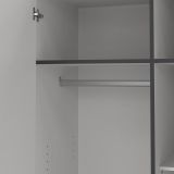 Guardaroba 2 ante Mare, Mobile camera da letto, Cabina armadio portabiti, Armadio appendiabiti, 50x99 h200 cm, Grigio
