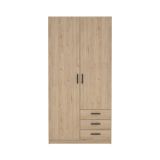 Guardaroba 2 ante Mare, Mobile camera da letto, Cabina armadio portabiti, Armadio appendiabiti, 50x99 h200 cm, Rovere