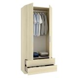 Guardaroba 2 Ante Marrone Bianco Rovere Appendiabiti 2 Cassetti 51x204h cm, un Ripiano - Montclare