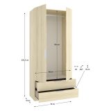 Guardaroba 2 Ante Marrone Bianco Rovere Appendiabiti 2 Cassetti 51x204h cm, un Ripiano - Montclare