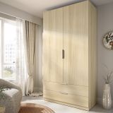Guardaroba 2 Ante Marrone Bianco Rovere Appendiabiti 2 Cassetti 51x204h cm, un Ripiano - Montclare