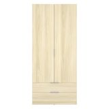 Guardaroba 2 Ante Marrone Bianco Rovere Appendiabiti 2 Cassetti 51x204h cm, un Ripiano - Montclare