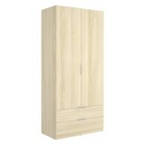 Guardaroba 2 Ante Marrone Bianco Rovere Appendiabiti 2 Cassetti 51x204h cm, un Ripiano - Montclare