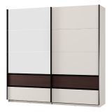 Guardaroba 2 Ante Marrone Noce Bianco Crema 2 Ripiani Appendiabiti 220x217h cm, Apertura Scorrevole - Vangvi