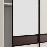 Guardaroba 2 Ante Marrone Noce Bianco Crema 2 Ripiani Appendiabiti 220x217h cm, Apertura Scorrevole - Vangvi