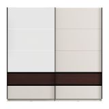 Guardaroba 2 Ante Marrone Noce Bianco Crema 2 Ripiani Appendiabiti 220x217h cm, Apertura Scorrevole - Vangvi