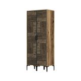 Guardaroba 2 Ante Marrone Noce Nero Antracite Appendiabiti 5 Ripiani 80x201h cm, 2 Ante - Acate