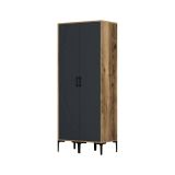 Guardaroba 2 Ante Marrone Noce Nero Antracite Appendiabiti 5 Ripiani 80x201h cm, 2 Ante - Acate