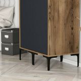 Guardaroba 2 Ante Marrone Noce Nero Antracite Appendiabiti 5 Ripiani 80x201h cm, 2 Ante - Alkaid