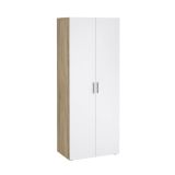 Guardaroba 2 Ante Marrone Quercia Bianco Lucido Appendiabiti 5 Ripiani 78.7x200.9h cm, 2 Ante - Argor
