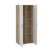 Guardaroba 2 Ante Marrone Quercia Bianco Lucido Appendiabiti 5 Ripiani 78.7x200.9h cm, 2 Ante - Argor