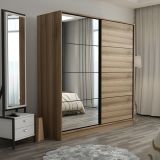 Guardaroba 2 Ante Marrone Rovere Appendiabiti 5 Ripiani 180x190h cm, 2 Ante - Rovolon